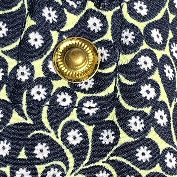 Michael Michael Kors Womens Floral Print Button-Up Blouse size medium NAVY BLUE - Picture 8 of 8